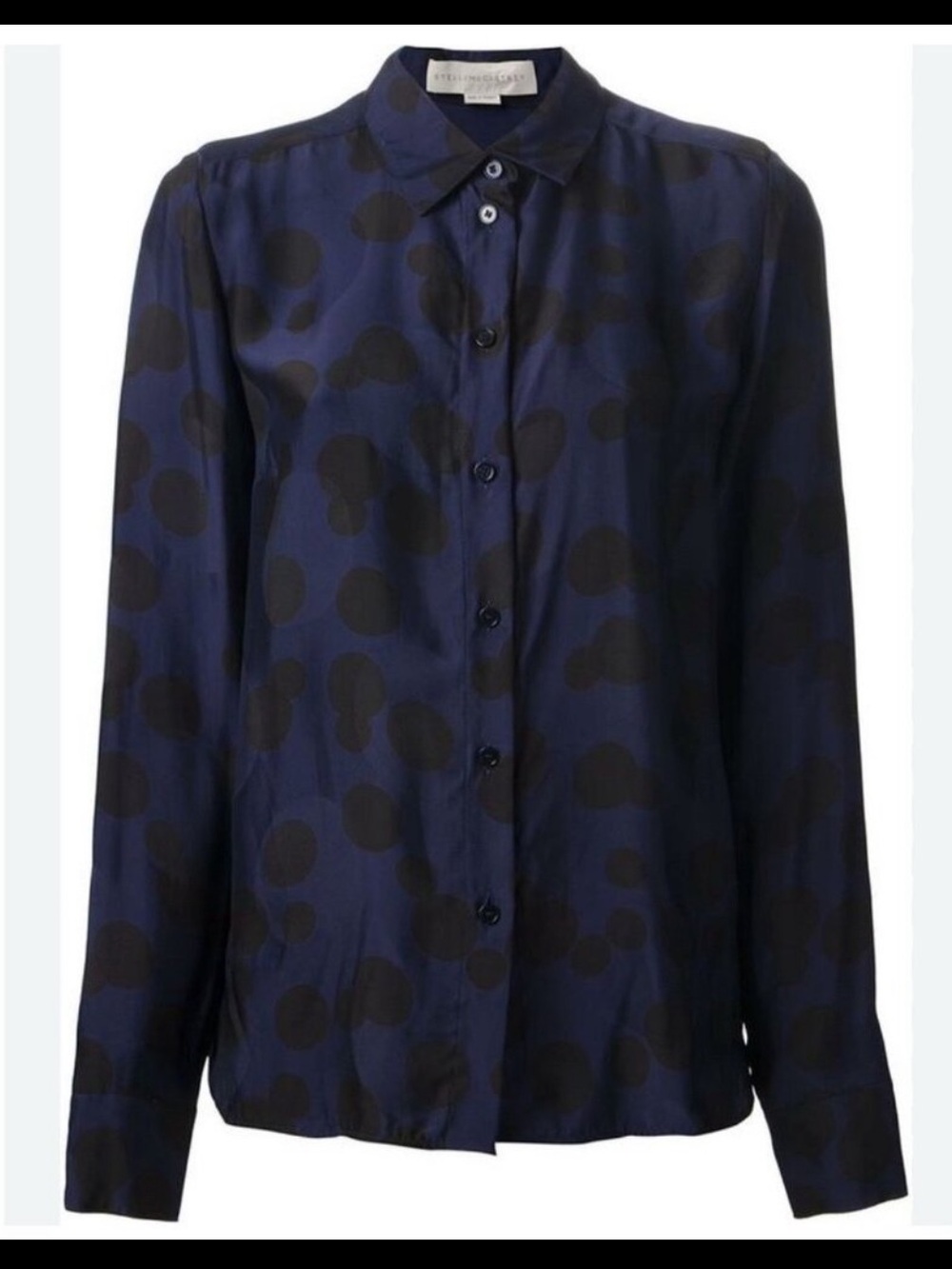 Stella McCartney Navy Blue and Black Polka Dot Silk Blouse